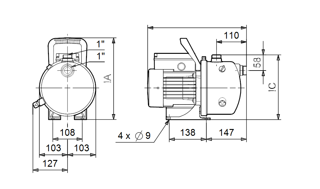 Pompe de surface automatique Grundfos JP447PM1 - 0,85 kW 4,5 m3/h220V -  Pompe de surface